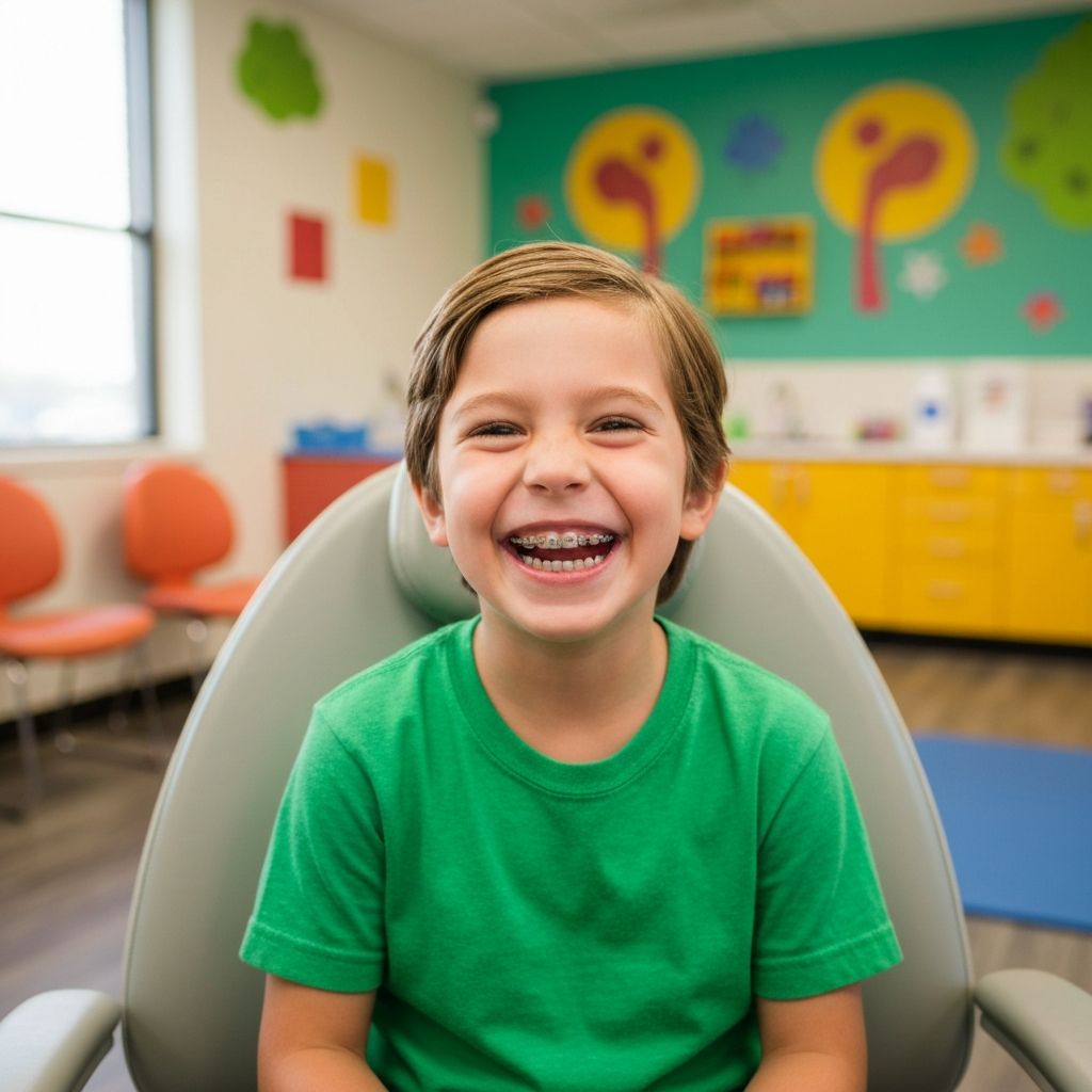Child with orthodontic appliance